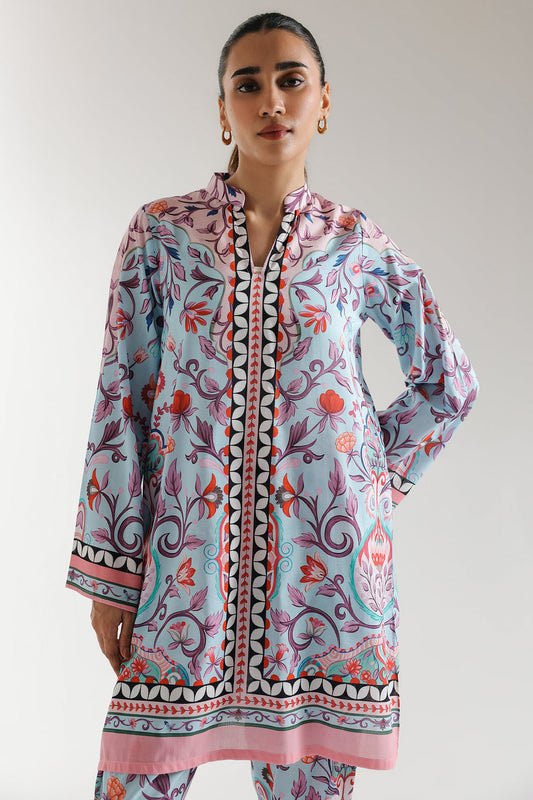 Stylish Cambric Cotton Kurta Sets (CAM2-BLUE)