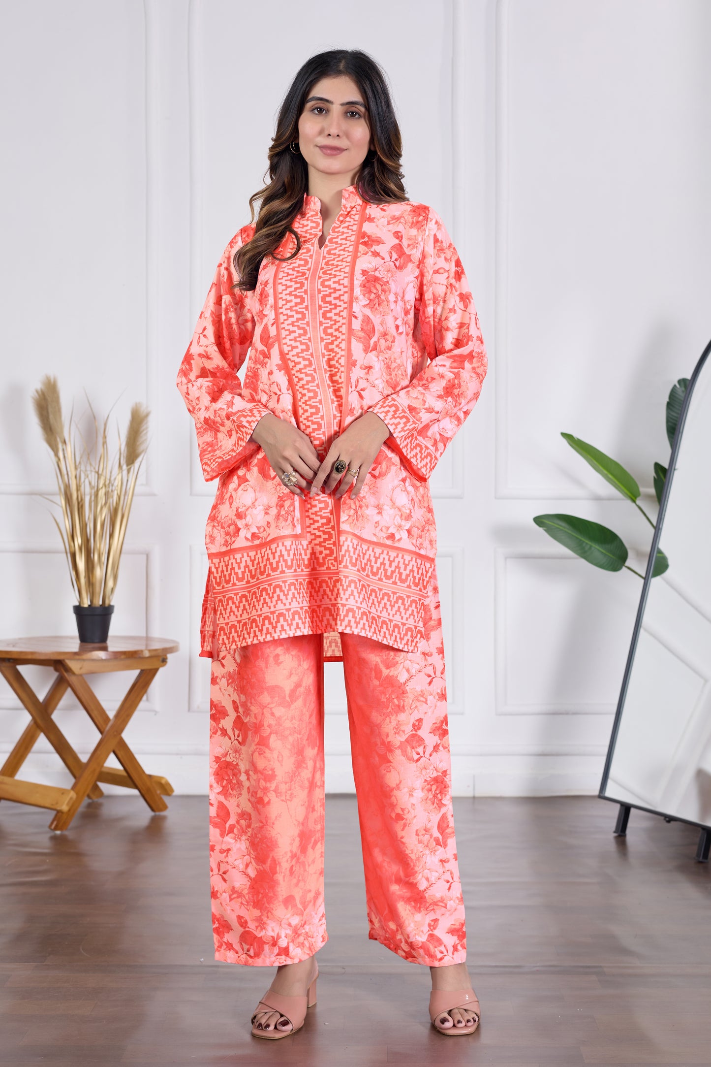 Stylish Cambric Cotton Kurta Sets (CAM14 PEACH)