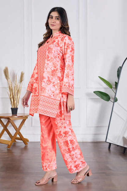 Stylish Cambric Cotton Kurta Sets (CAM14 PEACH)