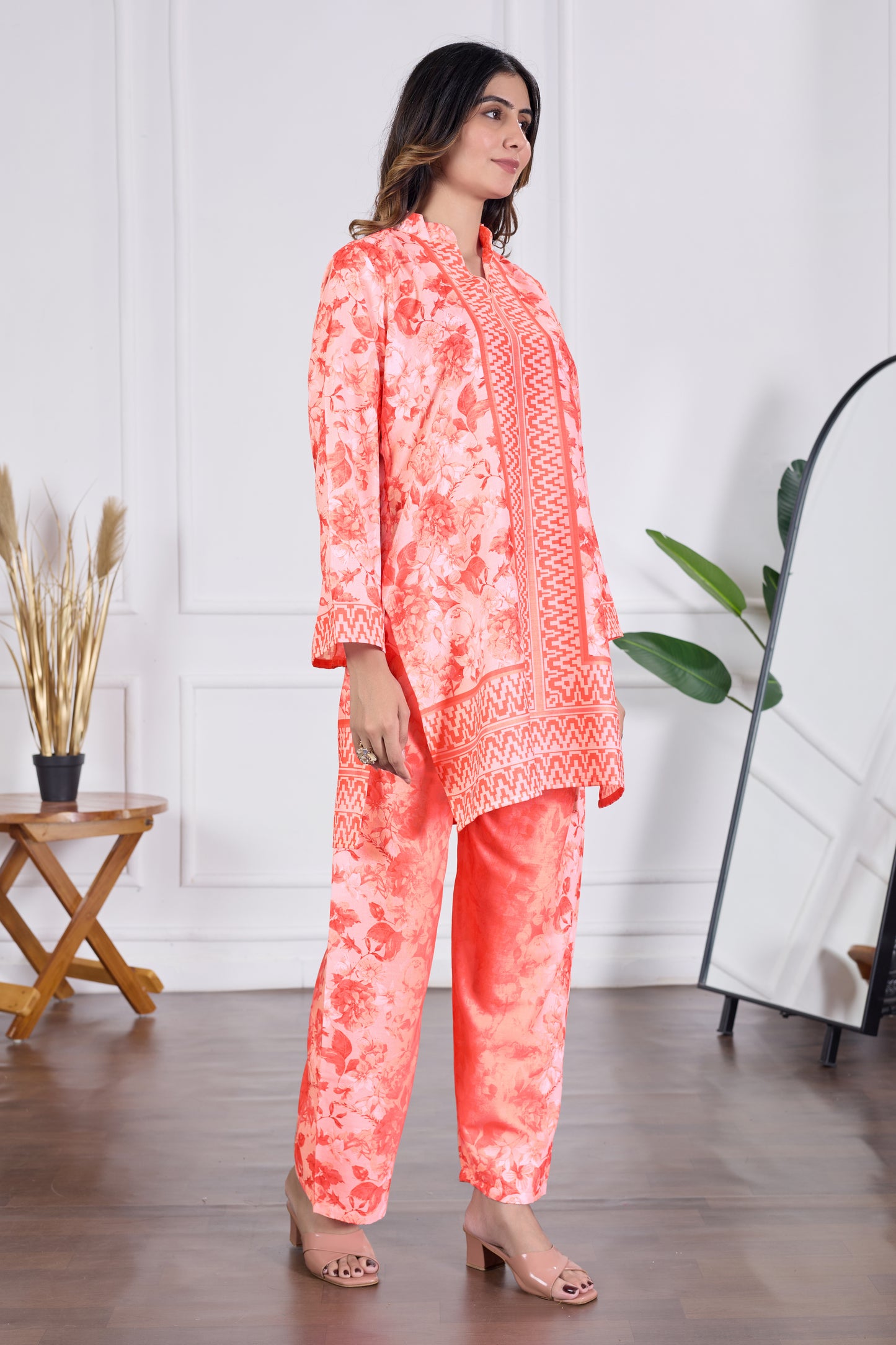 Stylish Cambric Cotton Kurta Sets (CAM14 PEACH)