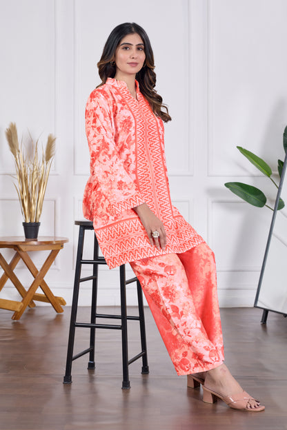 Stylish Cambric Cotton Kurta Sets (CAM14 PEACH)