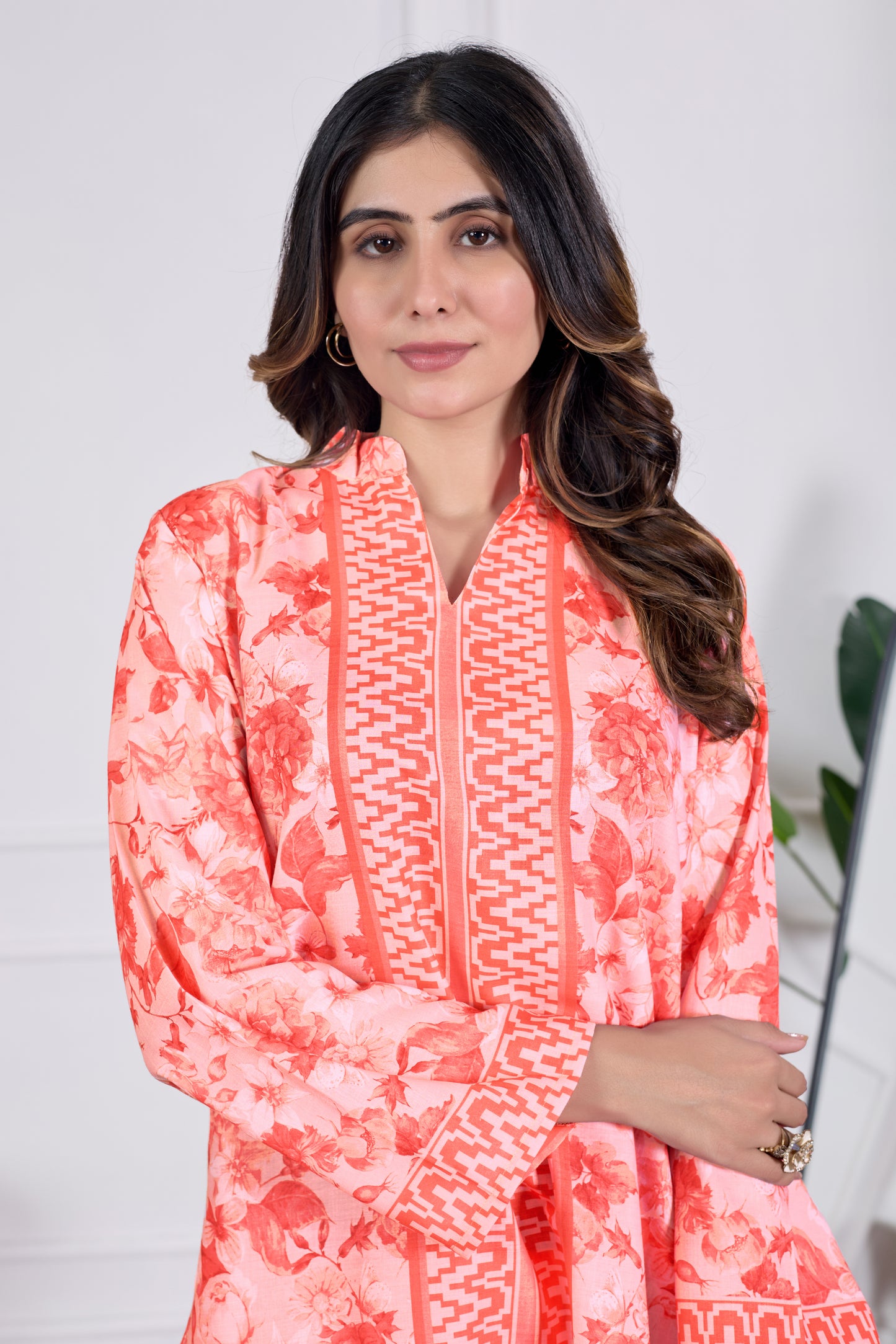 Stylish Cambric Cotton Kurta Sets (CAM14 PEACH)