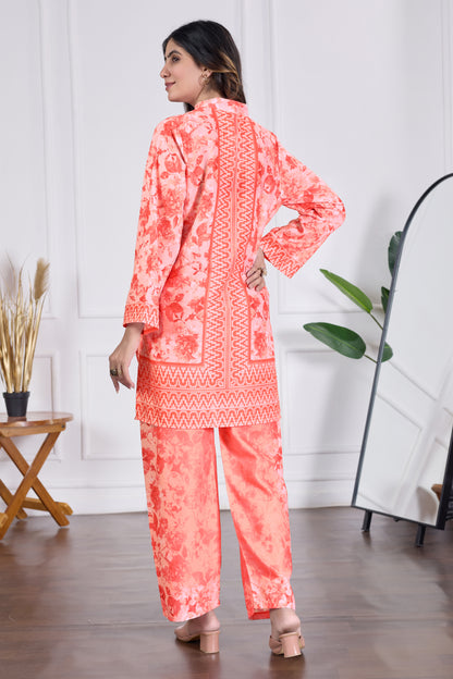 Stylish Cambric Cotton Kurta Sets (CAM14 PEACH)