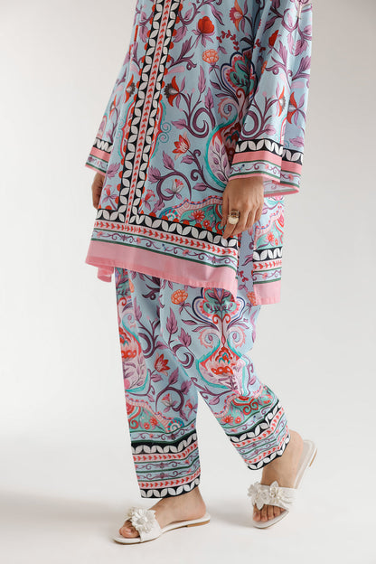 Stylish Cambric Cotton Kurta Sets (CAM2-BLUE)