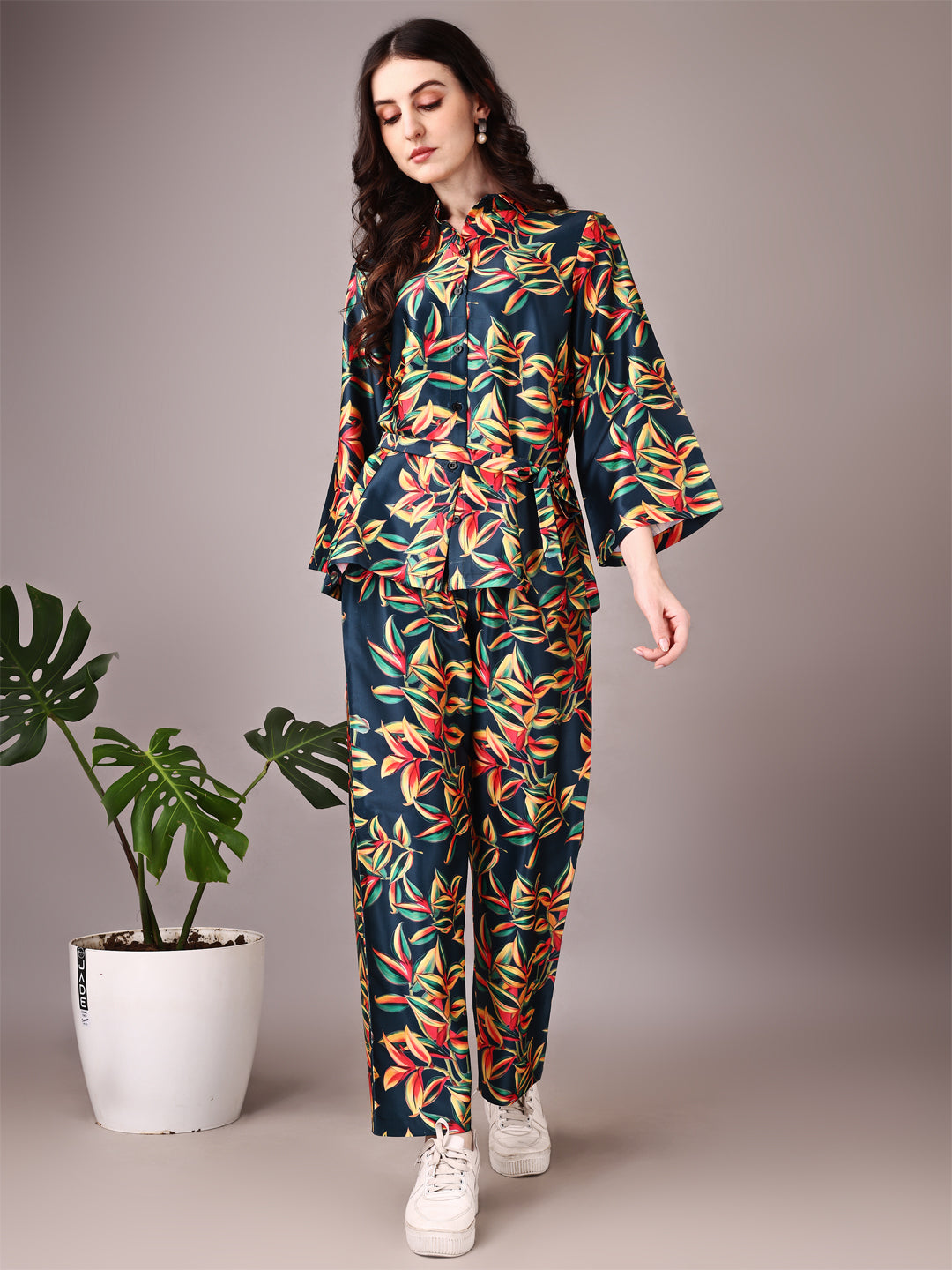 Wide Sleeve Digital Printed Western Style Cordsets for Women