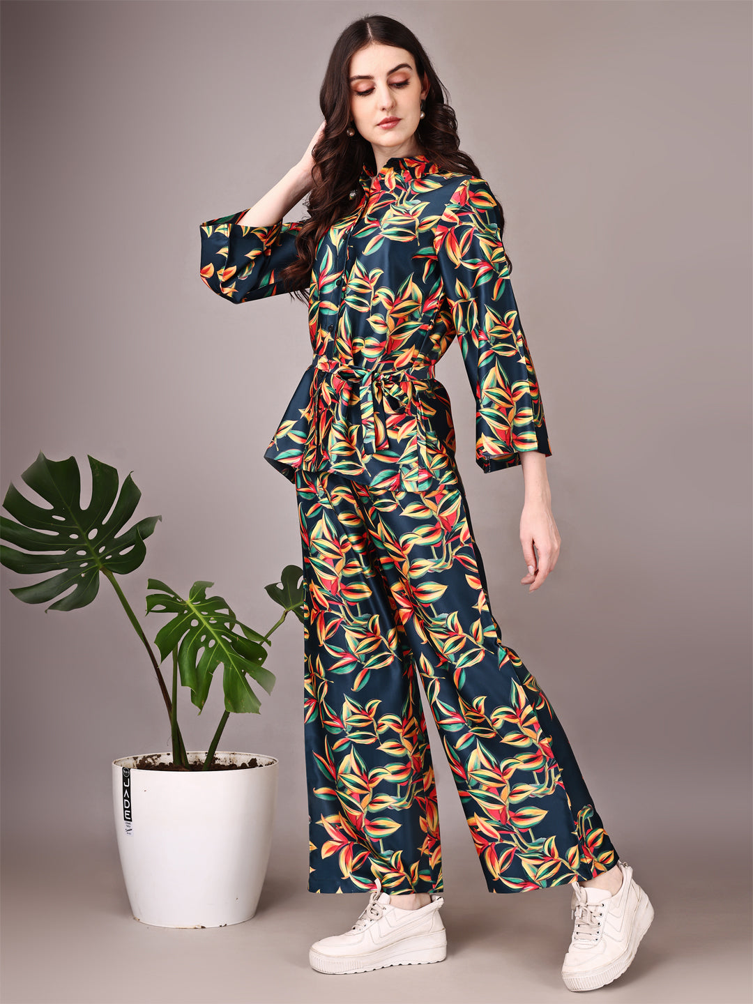 Wide Sleeve Digital Printed Western Style Cordsets for Women