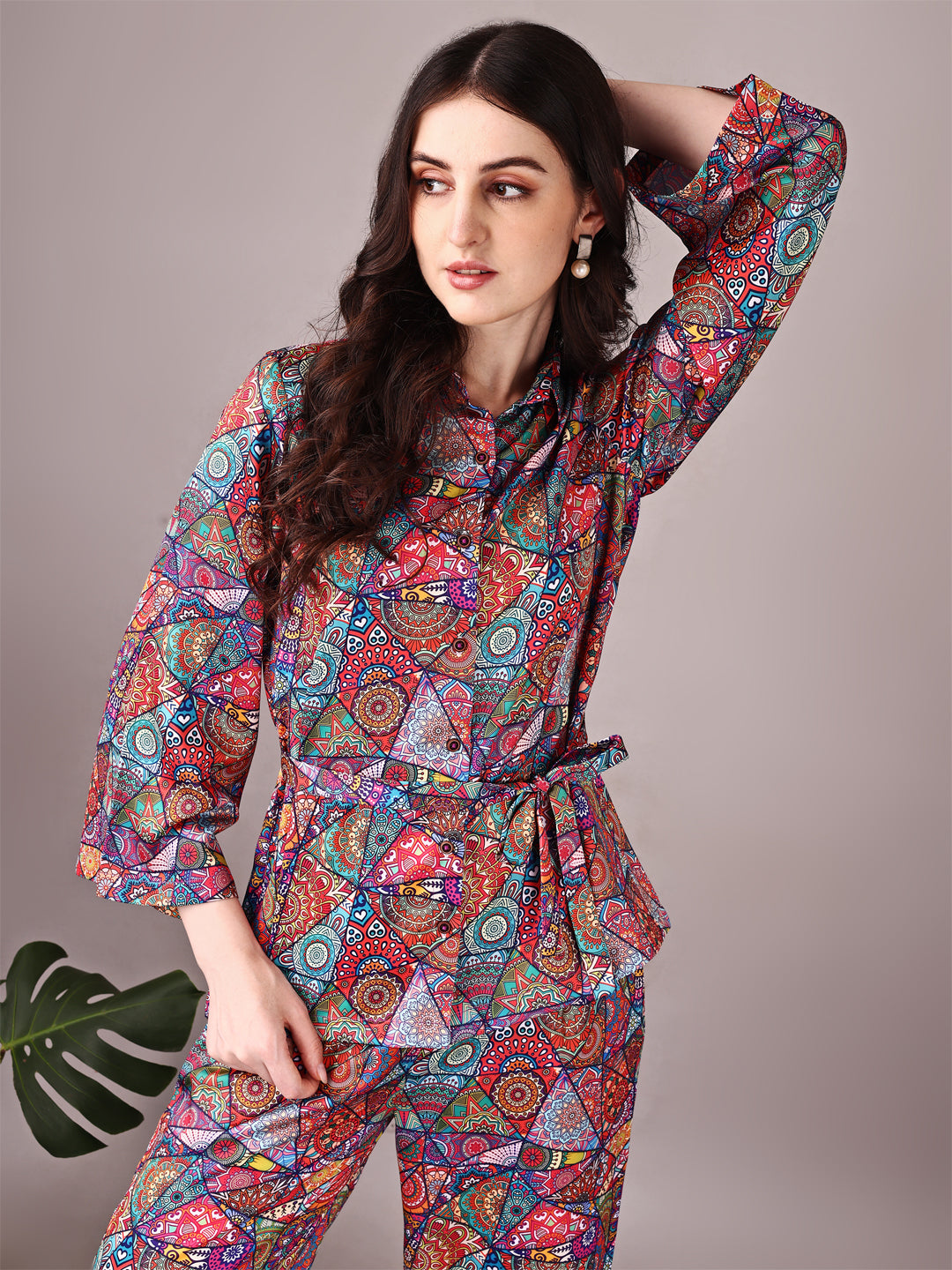 Wide Sleeve Digital Printed Western Style Satin Cordsets for Women (CS-JAIPURI)