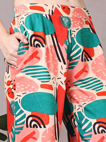 Wide Sleeve Digital Printed Western Style Satin Cordsets for Women (CS-WM)